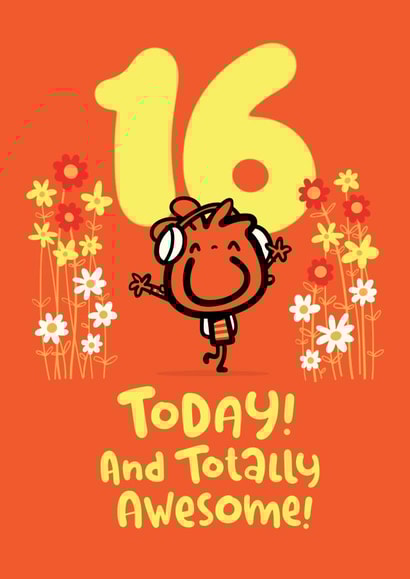 Cute 16th Birthday Card - Totally Awesome created by Pink wink