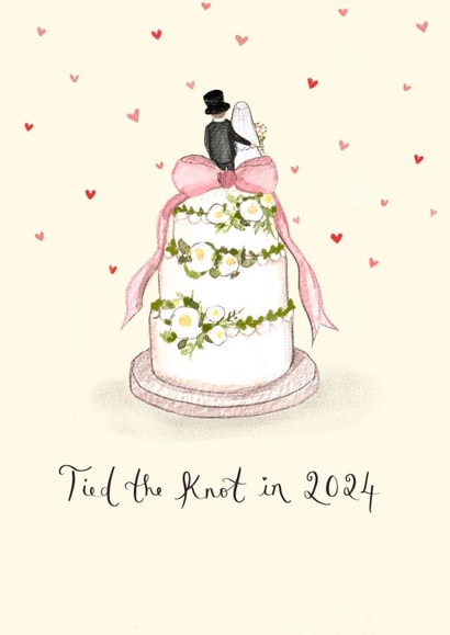 Pretty Wedding Card - Tied the Knot in 2024 Cake Topper created by Love Lucy Illustration