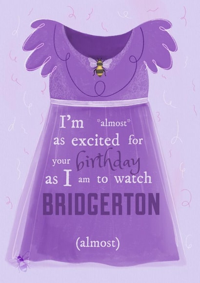 Fun Birthday Card - Bridgerton - Pretty Dress - Modiste created by Sian Moore Illustration