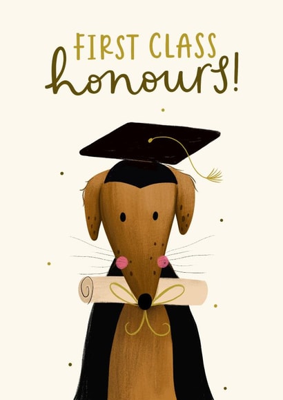 First Class Honours Graduation Card - Cute Dog Congratulations Card created by Abbie Imagine