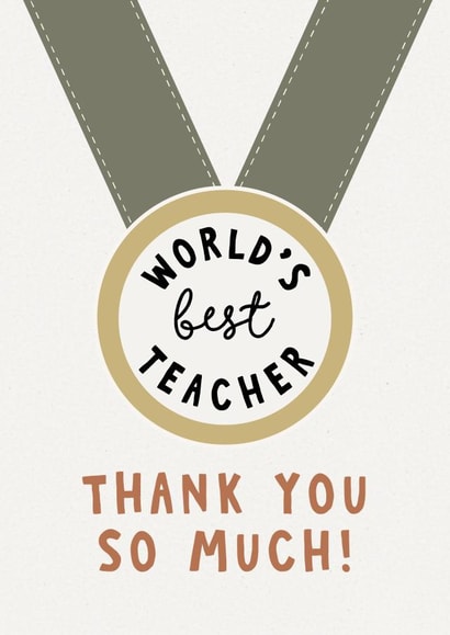 World's best teacher card - thank you teacher created by Paper & Wool