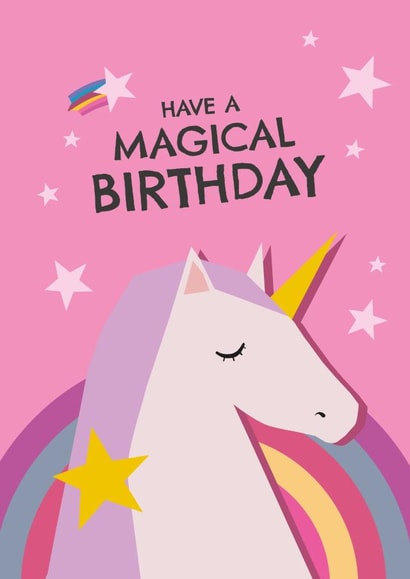 Pretty Birthday Card - Unicorn - For Girls created by Jellytot Illustration