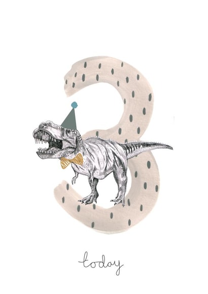Cute 3rd Birthday Card - 3 Today - Dinosaur - T-Rex created by Halle-lula P
