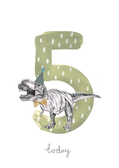 Cute Birthday Card - 5th - Dinosaur - T-Rex created by Halle-lula P