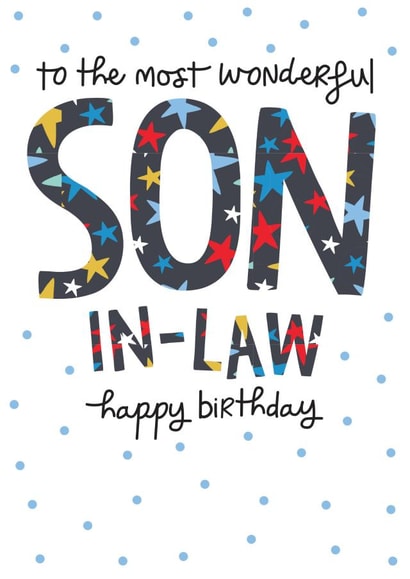 Classic Birthday Card - For Son In Law - Stars created by The Boy and the Bear