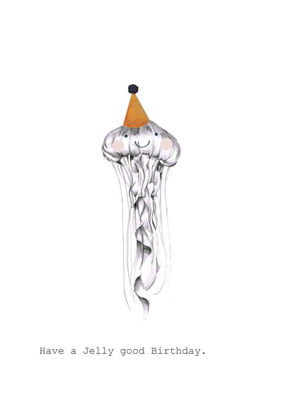 Cute Birthday Card - Party Hat Jelly Fish - Under the Sea created by Halle-lula P