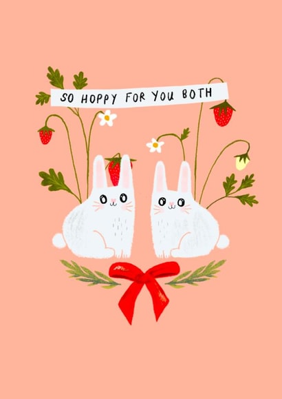 Cute Wedding/Engagement Card - So Hoppy For You Both - Bunnies created by Rachael Powick