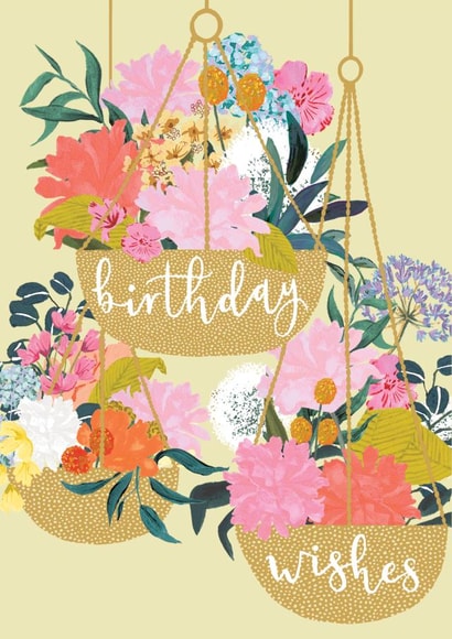 Pretty Floral Birthday Card - For Her - Hanging Baskets created by Louise Tiler