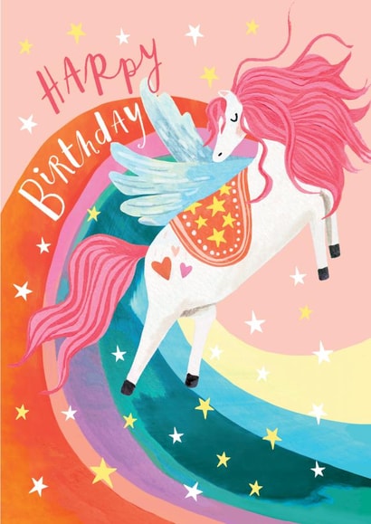 Pretty Birthday Card - For Her - Unicorn and Rainbow created by Louise Tiler