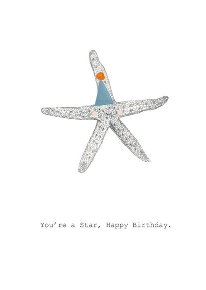 Cute Birthday Card - Party Hat Starfish - Under the Sea created by Halle-lula P