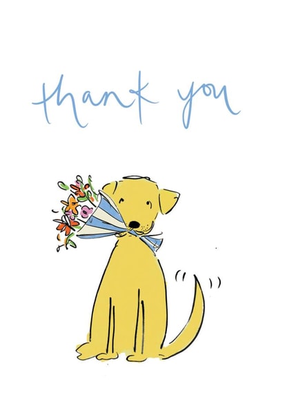 Cute Thank You Card - Dog with Flower Bouquet created by Bellynam Studio