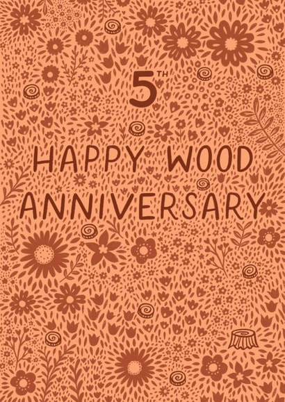 Pretty Anniversary Card - 5th - Wood created by Pear Tree Press