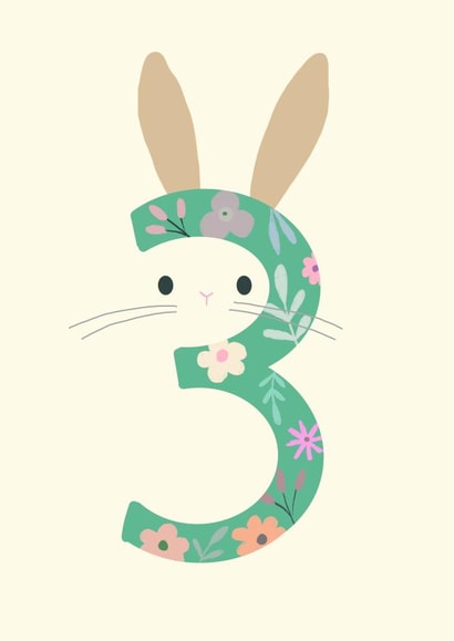 Pretty Birthday Card - Bunny Milestone - 3 Today created by Vicky Carpenter