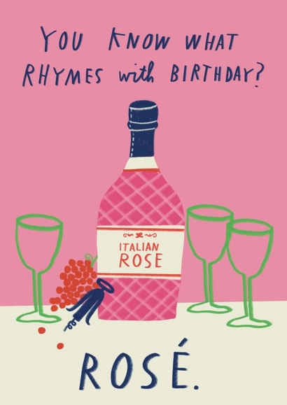 Funny Birthday Card - For Rose Lovers - What Rhymes With Birthday? created by Alice Mole Illustration
