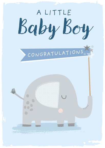 Cute New Baby Card - Baby Boy - Elephant created by Cesca Hoyle