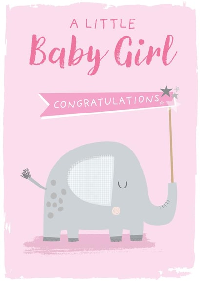 Cute New Baby Card - Baby Girl - Elephant created by Cesca Hoyle
