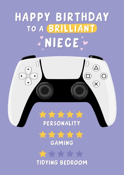 Funny Birthday Card - For Niece - Gamer – Gaming created by Macie Dot Doodles