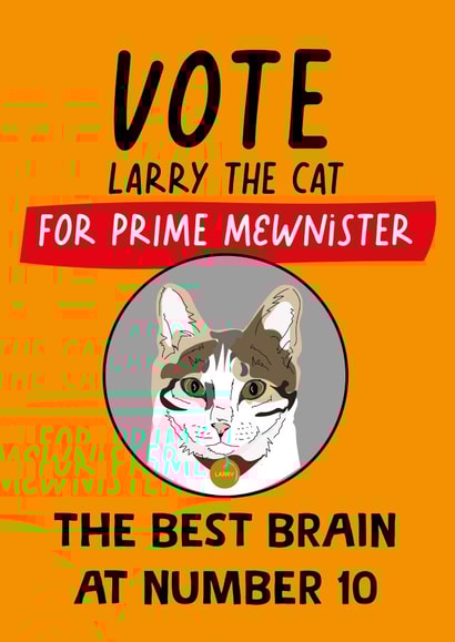 Funny Birthday Card - Political General Election - Vote for Larry the Cat Prime Minister created by Afewhometruths