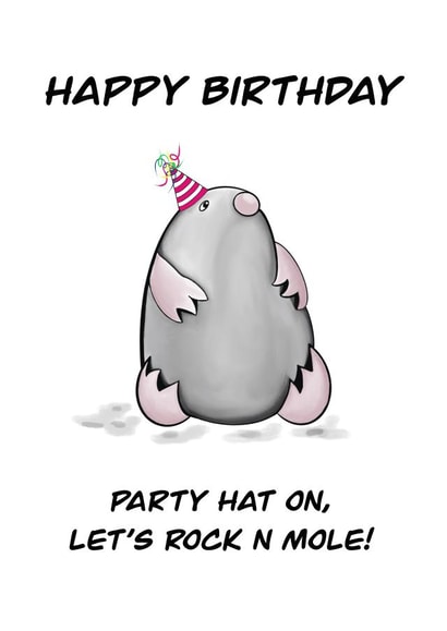 Super Cute Mole Birthday Card, Start the Celebrations and Rock N Mole! created by My Animal Kind