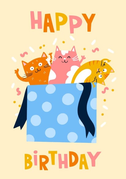 Cute Birthday Card - Cartoon Cats - Best Present created by Lucy Maggie Designs