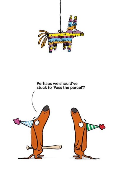 Funny Birthday Card - Dachshund Pinåta - Silly Joke created by Cardinky