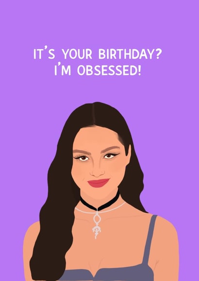 Funny Birthday Card - Olivia Rodrigo - Guts “Obsessed” created by Chloe Dixon