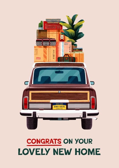 Arty New Home Card - Moving House - Retro Car created by Folio | Ian Owen