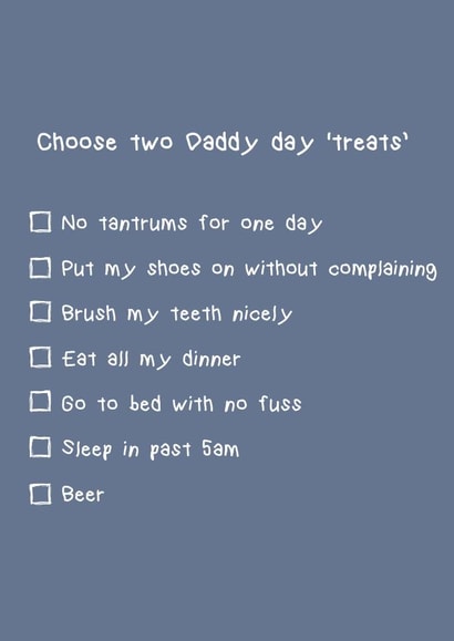 Funny toddler fathers day tick box options card created by Loopy Creative