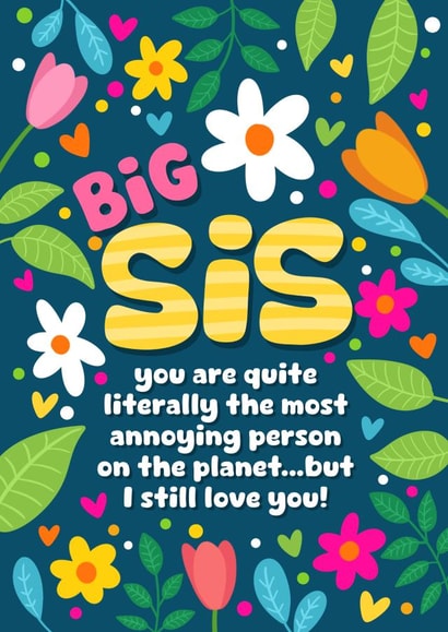 Cute Birthday Card - Floral Print - For Big Sister created by Sophie Larsson