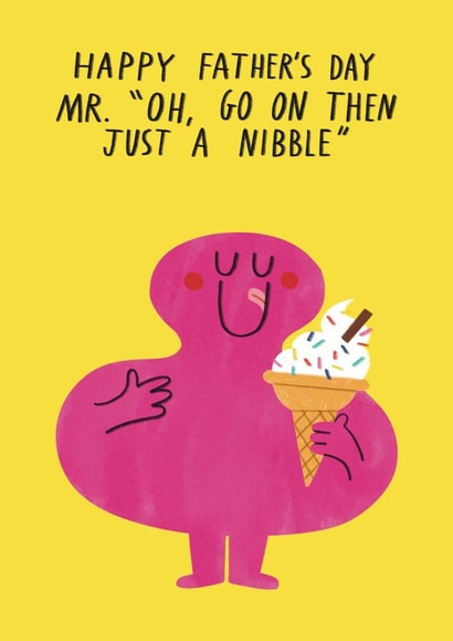 Funny Father's Day Card - Mr.Men - Mr. Greedy Oh Go On Then Just A Nibble created by Mr. Men