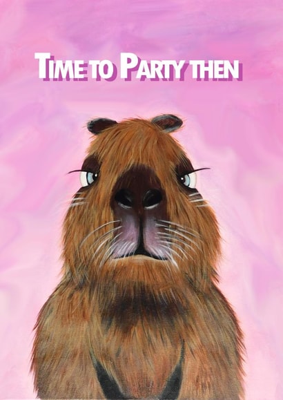 Funny Grumpy Capybara Birthday Card for those that don't like Birthdays! created by My Animal Kind