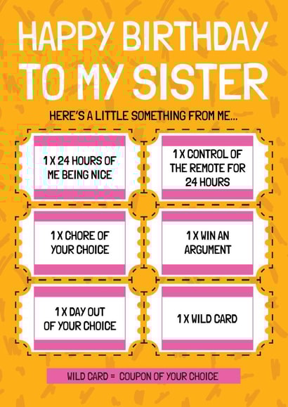 Funny Birthday Card - For Sister - Voucher created by AbiGoLucky