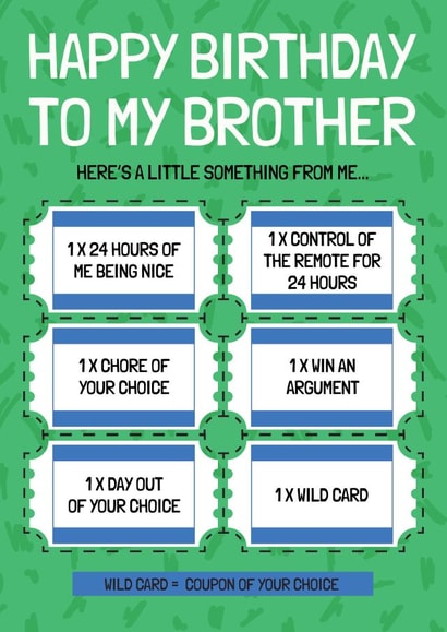 Funny Birthday Card - For Brother - Voucher Card created by AbiGoLucky