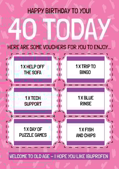 Funny 40th Birthday Card - Voucher Gift - Getting Older created by AbiGoLucky