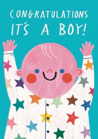 Cute New Baby Congratulations Card - It’s A Boy! - New Parent - New Arrival created by Alice Mole Illustration