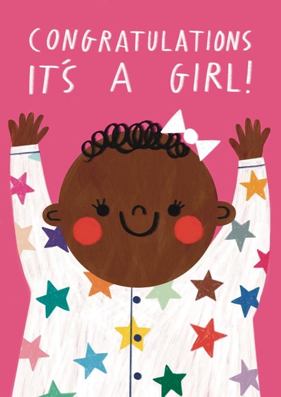 Cute New Baby Congratulations Card - It’s A Girl! - New Parent created by Alice Mole Illustration