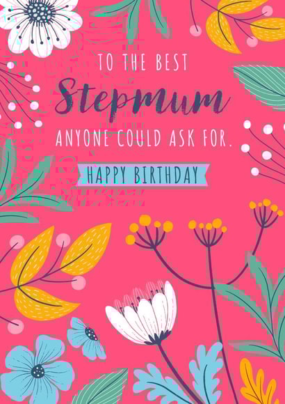 Classic Birthday Card - For Step Mum - Flowers created by Dalia Clark Design