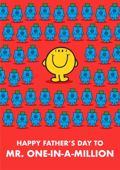 Cute Fathers Day Card - Mr. Happy Card - That's One In A Million Dad created by Mr. Men