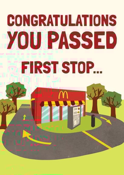 Funny Congratulations Card - McDonalds Drive Thru - Driving Test created by AbiGoLucky