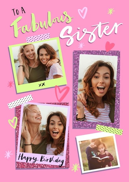 Pretty Birthday Photo Card - For Sister - Polaroids created by Dalia Clark Design