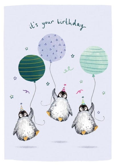 Cute Birthday Card - Penguins - It's Your Birthday created by Louise Mulgrew