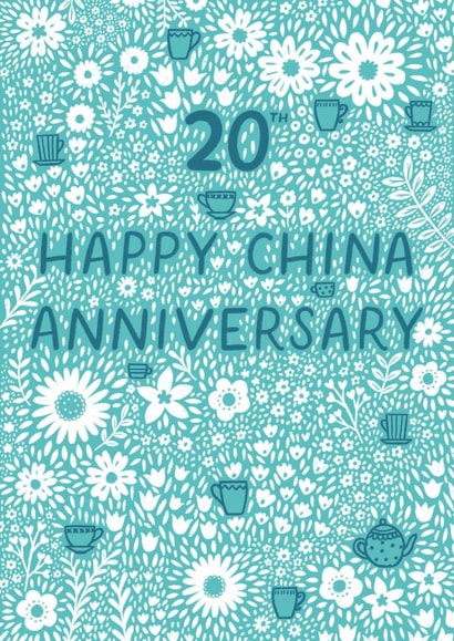 Pretty Anniversary Card - 20th - China Anniversary Floral created by Pear Tree Press