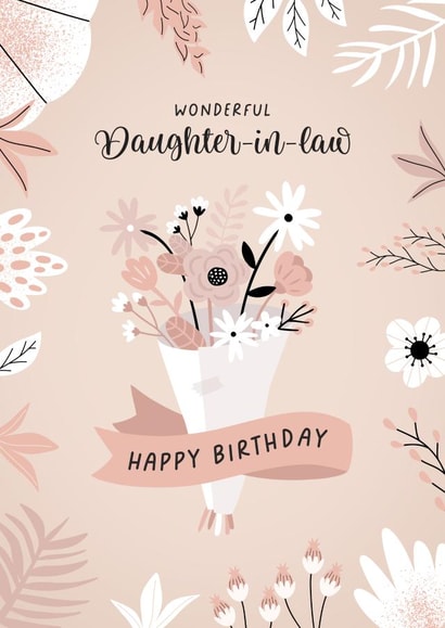 Pretty Birthday Card - For Daughter In Law - Floral Bouquet created by Evie Garnett Designs