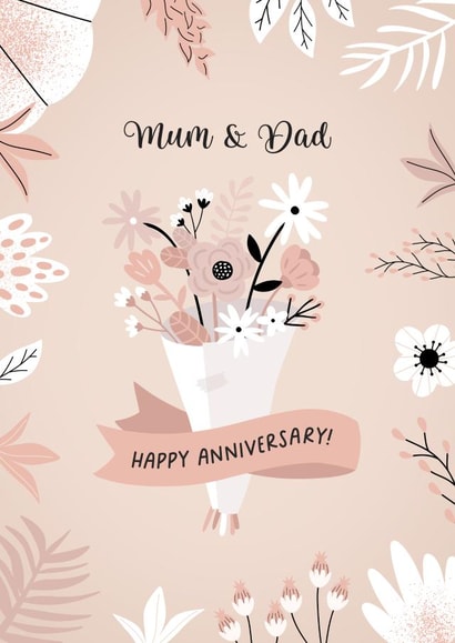 Pretty Anniversary Card - For Parents - Floral Bouquet created by Evie Garnett Designs