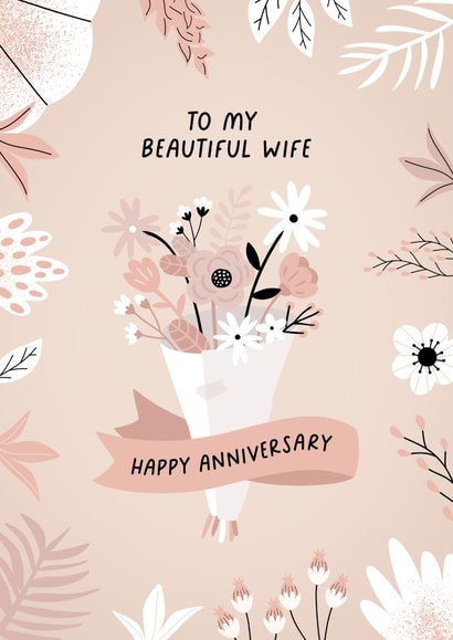 Pretty Anniversary Card - For Wife - Floral Bouquet | thortful