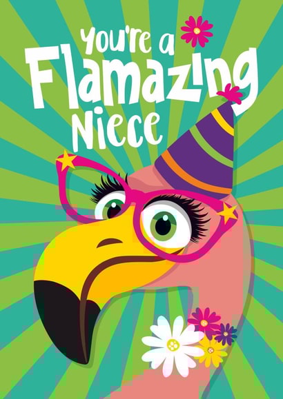 Cute Birthday Card - For Niece - Flamingo Pun created by Atwood & Atwood