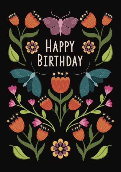 Pretty Birthday Card - Modern Folk Art Botanical - For Her created by Kirsty Miller