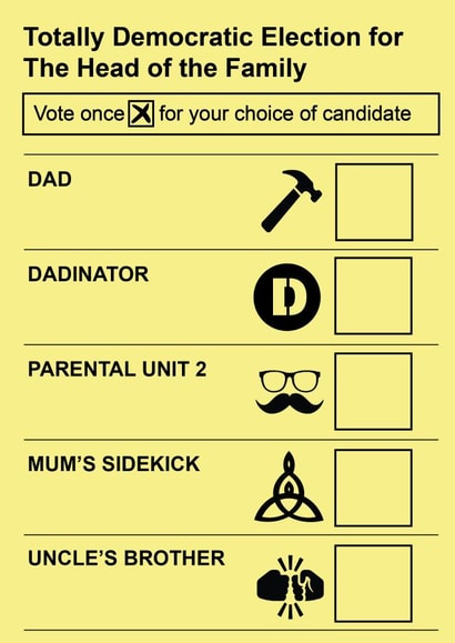 Funny Political Father's Day Card - Totally Democratic Election Card created by Pottsy Prints