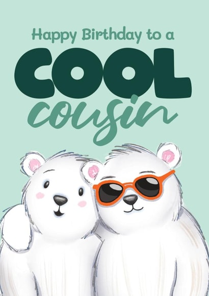 Cute Birthday Card - For Cousin - Cute Polar Bears created by Bev O'Connor || @oconnordesign