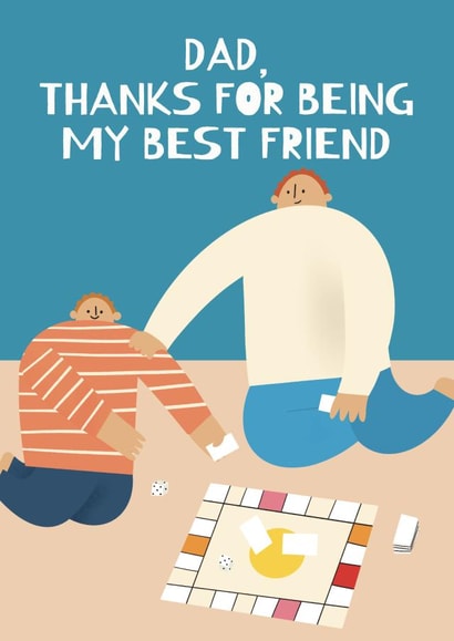Cute Father's Day Card - Playing Board Games - Best Friend created by AbiGoLucky
